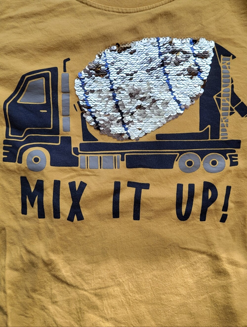 H&M flip sequin dump truck tee